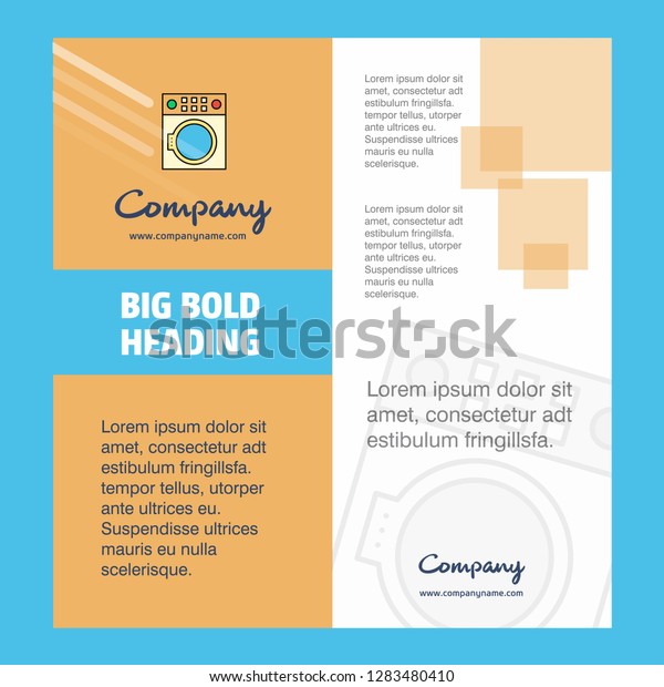 Washing\
machine Company Brochure Title Page Design. Company profile, annual\
report, presentations, leaflet Vector\
Background