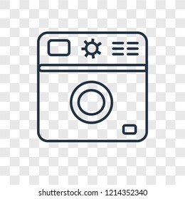 Washing machine concept vector linear icon isolated on transparent background, Washing machine concept transparency concept in outline style