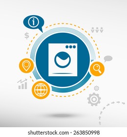 Washing machine and creative design elements. Flat design concept