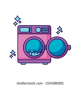 washing machine design, Clean home hygiene domestic interior housework and housekeeping theme Vector illustration