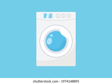 Washing machine. washing machine design on blue background. Vector illustration in flat style suitable for logos, icons or web designs