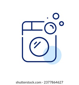 Washing machine and detergent bubbles. Clean laundry service. Pixel perfect icon
