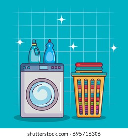 washing machine with detergent and clothes