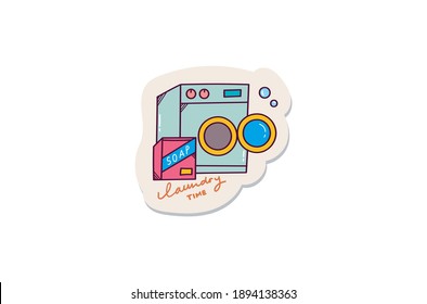 Washing machine and detergent sticker design