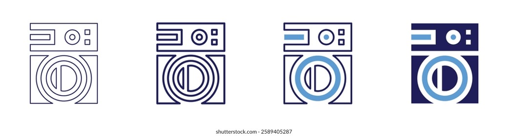 Washing machine device icon in 4 different styles. Thin Line, Line, Bold Line, Duotone. Duotone style. Editable stroke.