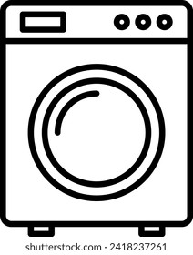 Washing machine device icon with black outline style. laundry, household, machine, clean, housework, washer, equipment. Vector Illustration