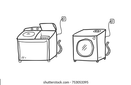 washing machine, doodle