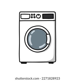 washing machine doodle icon, vector illustration