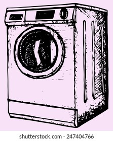 washing machine, doodle style, hand drawn