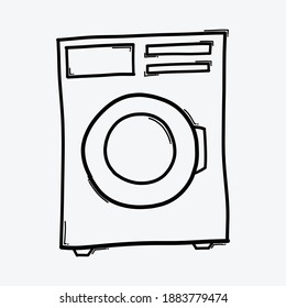 Washing machine doodle vector icon. Drawing sketch illustration hand drawn line.