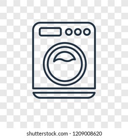 Washing Machine with Dots concept vector linear icon isolated on transparent background, Washing Machine with Dots concept transparency concept in outline style