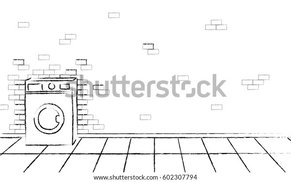 Vector De Stock Libre De Regalias Sobre Lavadora En La Habitacion Vacia Frente602307794
