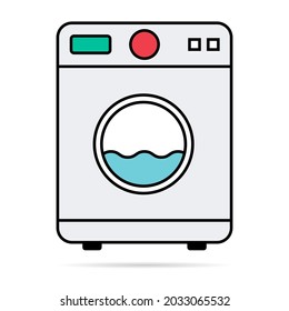 Equipo de lavadora con sombra, Icono de lavado de lavado eléctrico, ropa de símbolo de lavado, fondo de ilustración vectorial   ...