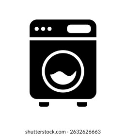 Washing Machine Fill Icon. Black and White Laundry Symbol