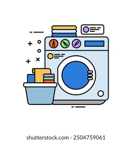 Washing Machine Filled Color Icon, Vector illustration