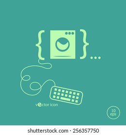 Washing machine and flat design elements. Design concept icons for application development, web page coding and programming,  web design, creative process, social media, seo.