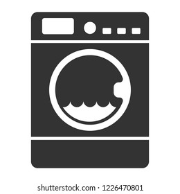 Washing machine flat design icon, vector graphics