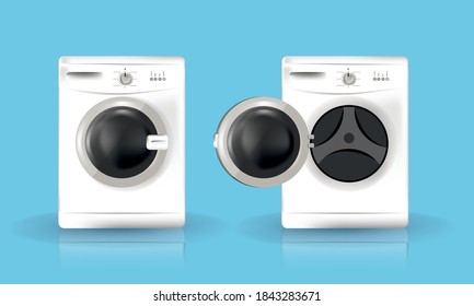 Washing machine in flat design style. Vector illustration