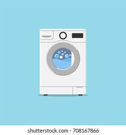 Washing Machine Flat Design Style. Vector Illustration