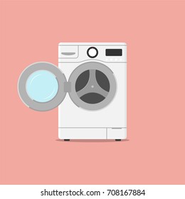 Washing machine flat design style. Vector illustration