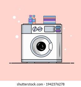 Washing machine flat design vector style. Vector illustration of washing machine.