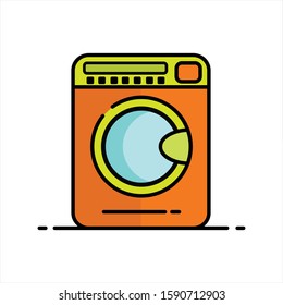 Washing machine flat icon isolated on white background. Simple Washing machine sign symbol in flat style. Cleaning and washing Vector illustration for web and mobile design.