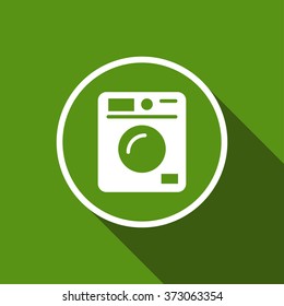washing machine flat icon with long shadow. vector illustration
