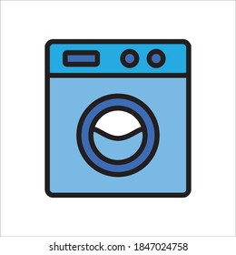 Washing Machine Flat Icon Vector Logo Template Illustration