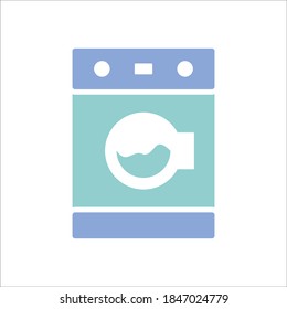 Washing Machine Flat Icon Vector Logo Template Illustration
