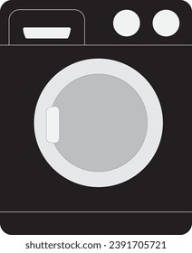 Ilustración vectorial de icono plano de lavadora. Aparato doméstico. Símbolo de lavado