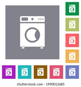 Iconos planos de lavadora en fondo cuadrado de color sencillo