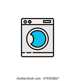 Washing machine flat line icon