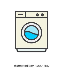 Washing machine flat line icon.
