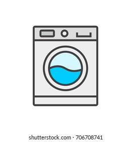 Washing machine flat line icon.