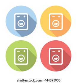 Washing Machine Flat Style Design Icons Set