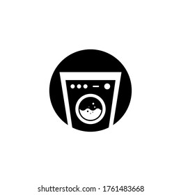 washing machine in flat style. isolated on blue background. modern vector illustration