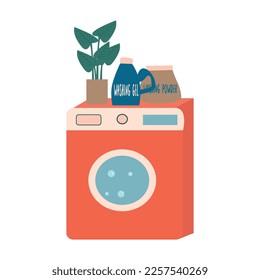 Washing machine. Flat style. Vector.