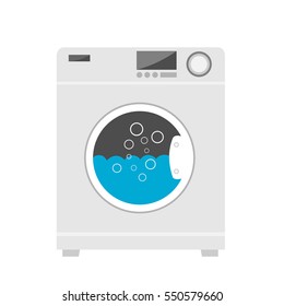 Washing machine in flat style vector.