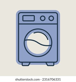 Washing machine flat vector isolated icon. Graph symbol for household electric web site and apps design, logo, app, UI