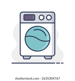 Washing machine flat vector isolated icon. Graph symbol for household electric web site and apps design, logo, app, UI