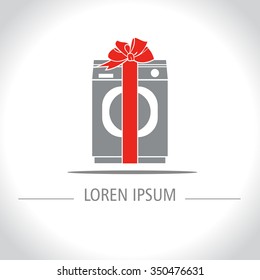 Washing machine. Gift. Vector illustration, icon, logo.
