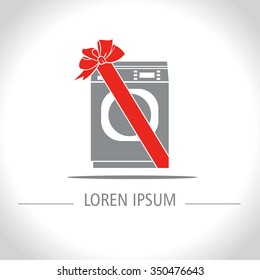 Washing machine. Gift. Vector illustration, icon, logo. 