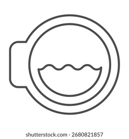 Washing machine glass window thin line icon, washing concept. Vector graphics. Window of lid and water, wash sign on white background, outline style icon for mobile or web design