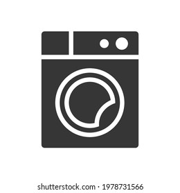 Washing machine glyph single isolated vector icon. Home appliances and electronics illustration on white background