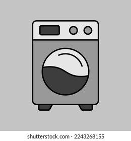 Washing machine grayscale vector isolated icon. Graph symbol for household electric web site and apps design, logo, app, UI
