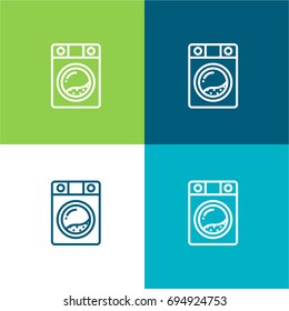 Washing machine green and blue material color minimal icon or logo design