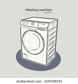 washing machine, hand draw sketch vector.