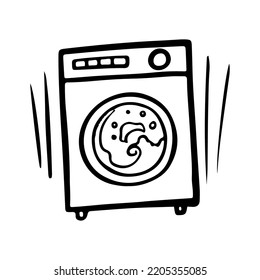 Washing machine hand drawn vector illustration
