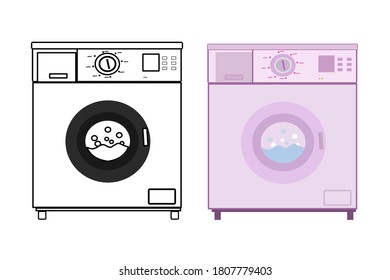 Washing Machine, Household Appliance ,Vector 