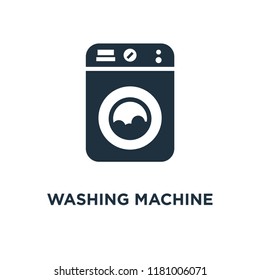 Washing machine icon. Black filled vector illustration. Washing machine symbol on white background. Can be used in web and mobile.